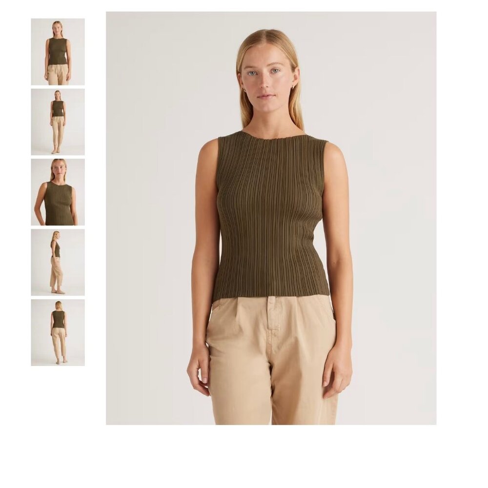 Cotton Cashmere Ribbed Tank - Olive